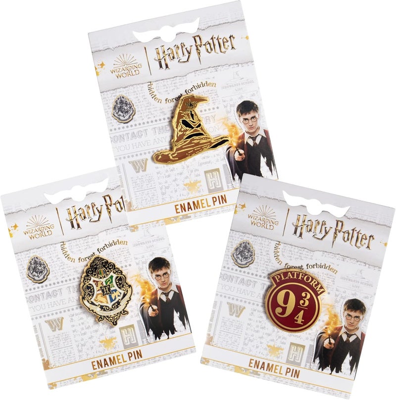 Harry Potter دبابيس المينا، مجموعة من 3 - إكسسوار زر معدني قابل للجمع - مرخص رسميًا - هدية للكتب والأفلام للأطفال، الأولاد، الفتيات والمراهقين - Image 2